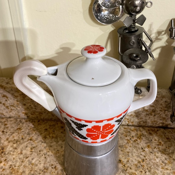 Rare vintage coffee pot in aluminum with spout and jug - Picture 3 of 7